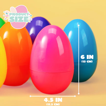 12 Large Plastic Easter Eggs, 6-Inch Colorful Jumbo Fillable Eggs