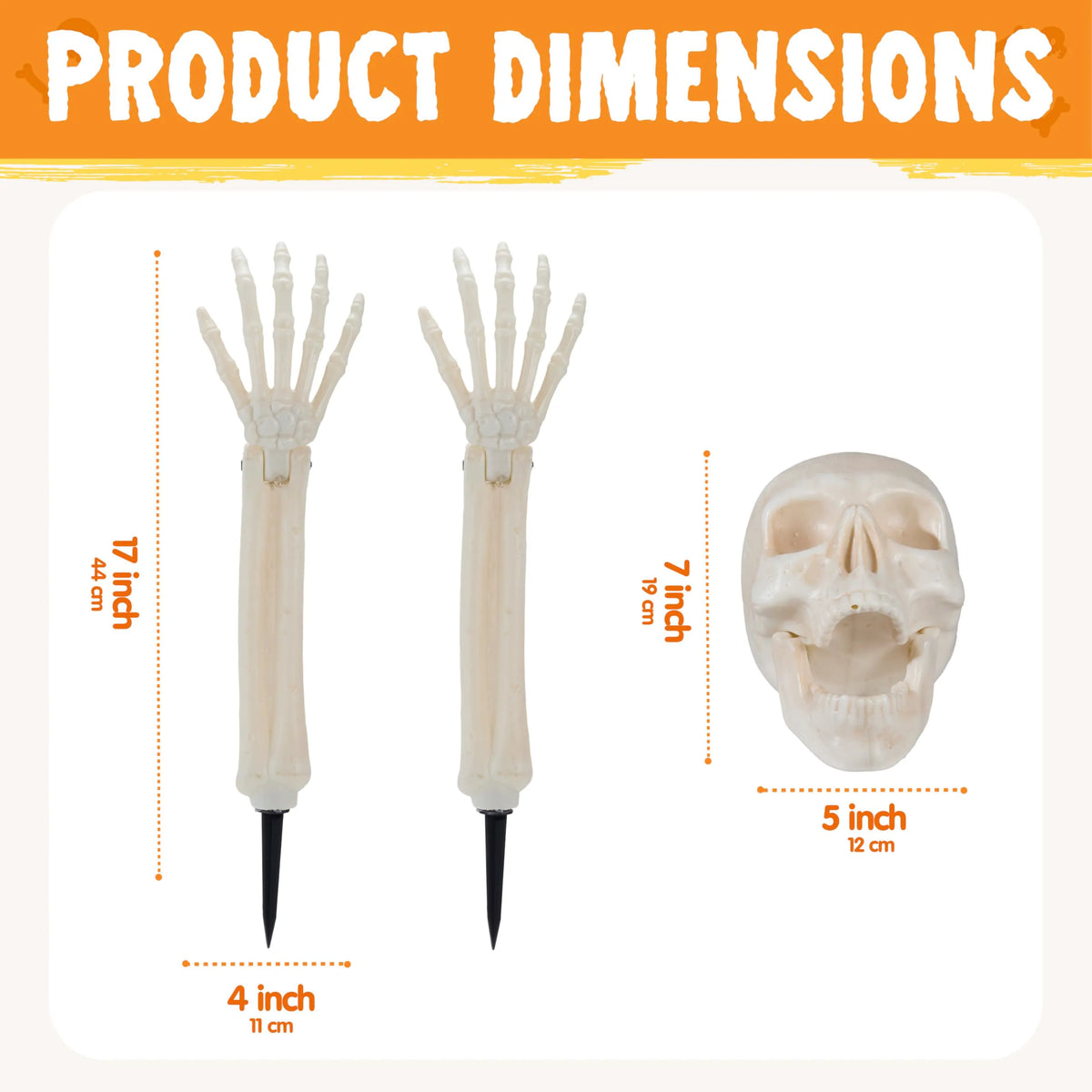 3-Piece Halloween Skeleton Decoration Set for Outdoor Use