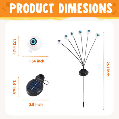 Outdoor Solar Scary Eyeball Lights for Halloween - Warm White