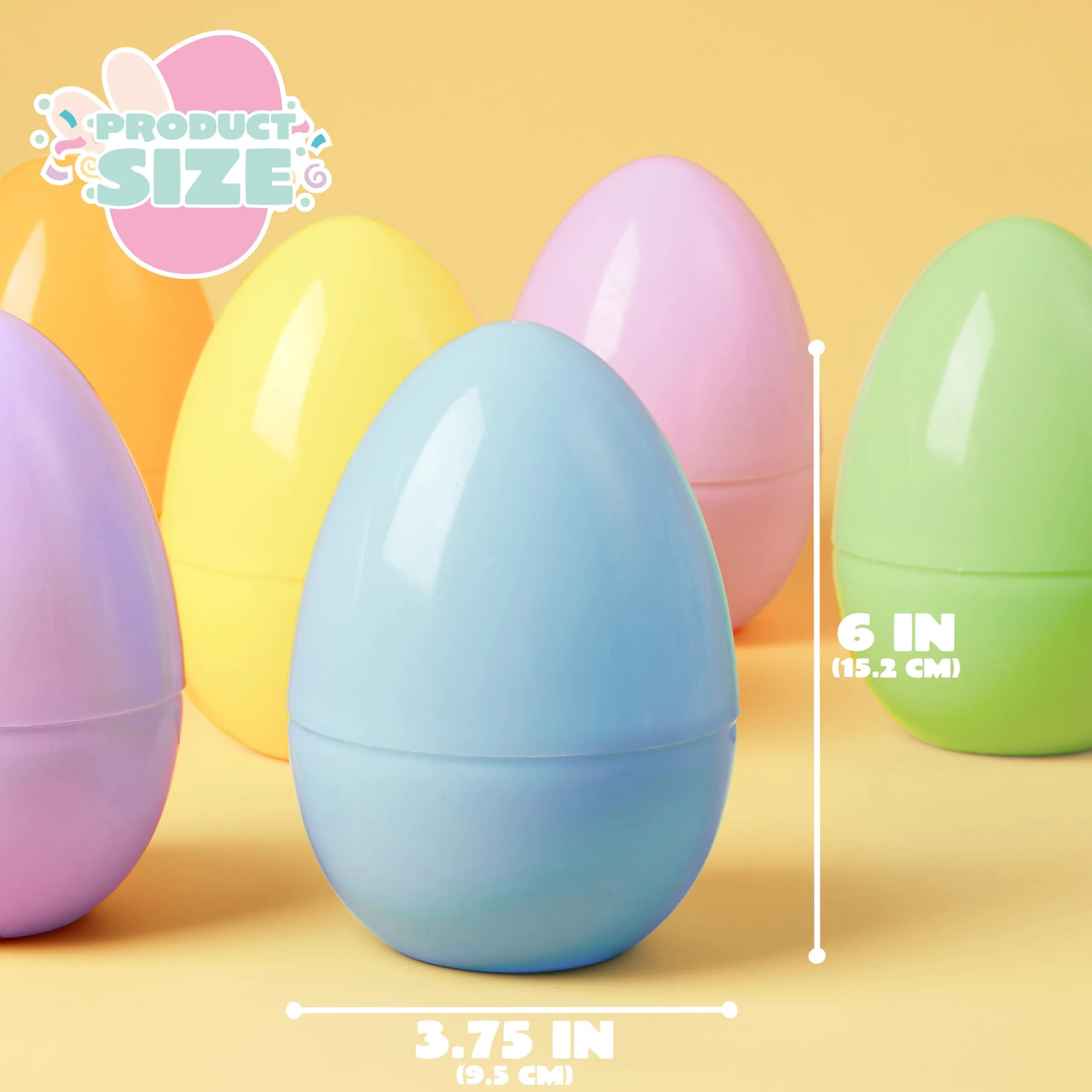 12 Large Pastel Easter Eggs, 6-Inch Jumbo Fillable Plastic Eggs