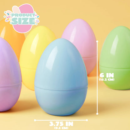 12 Large Pastel Easter Eggs, 6-Inch Jumbo Fillable Plastic Eggs