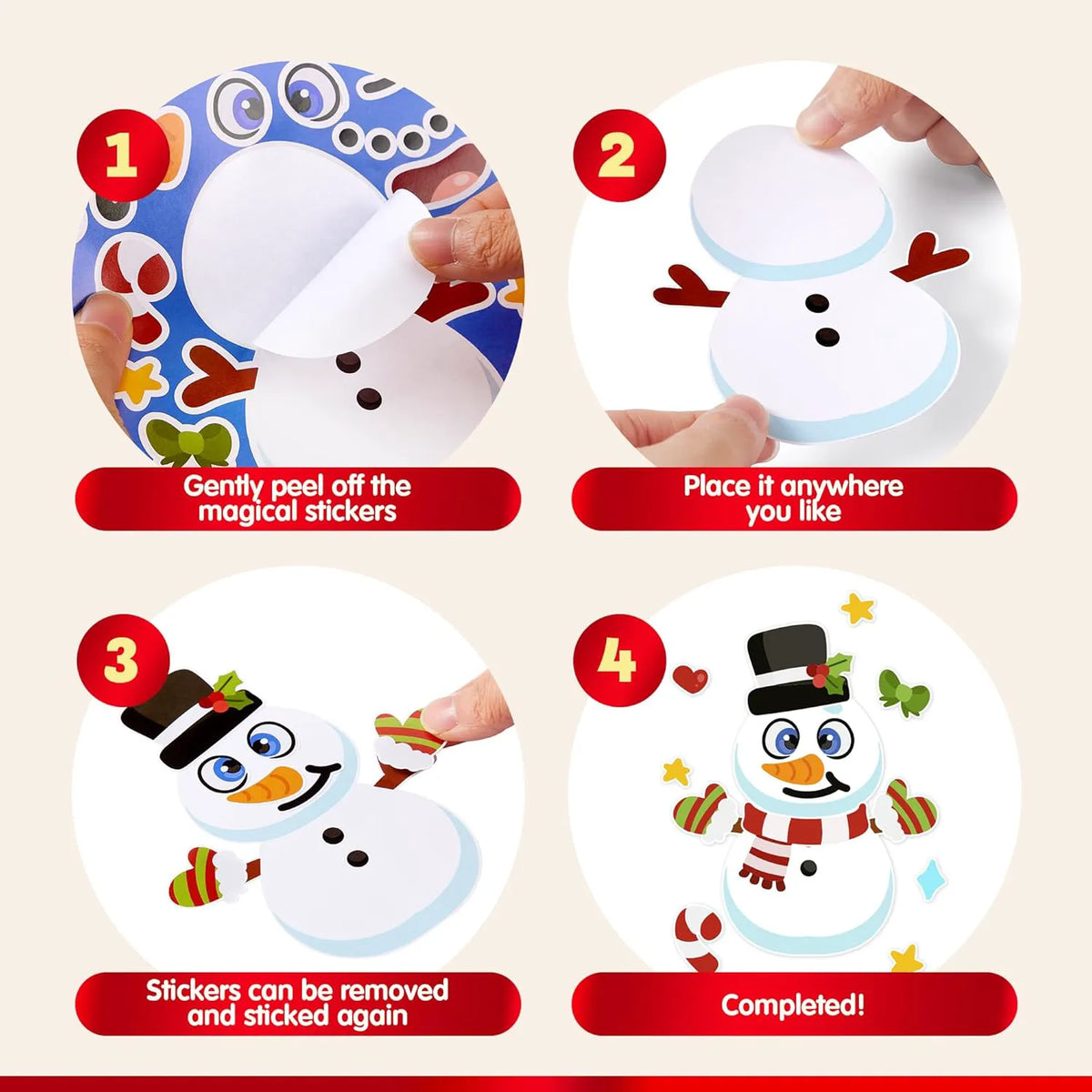 24 Christmas Make-a-Face Stickers