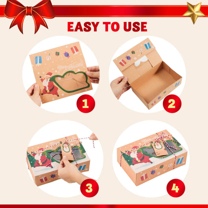 24 PCS Christmas Cookie Gift Baking Box with Window, Auto-Popup Design