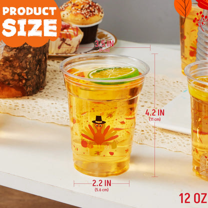 50 Disposable Thanksgiving Plastic Cups
