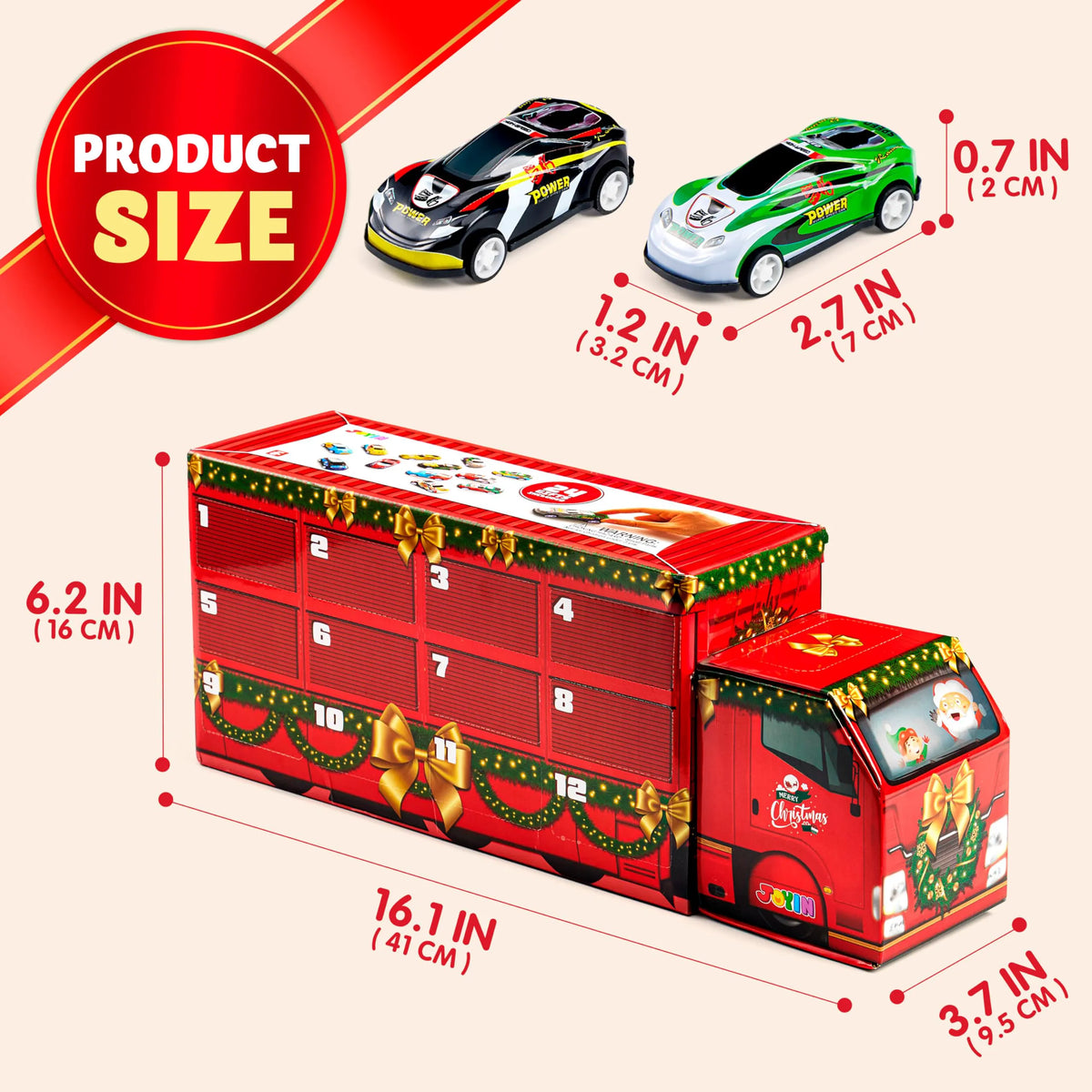 24 Days of Christmas Advent Calendar with Pull-Back Vehicles