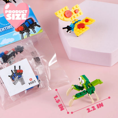24 Pack Valentine's Day Building Block Party Favor Cards