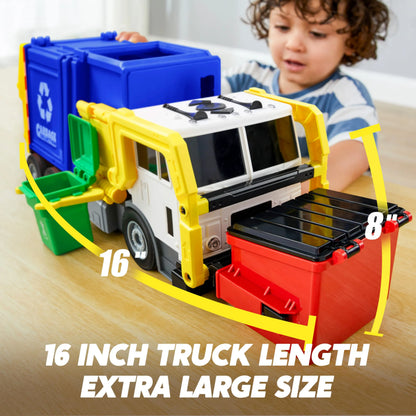 Large Friction-Powered Garbage Truck Toy Set