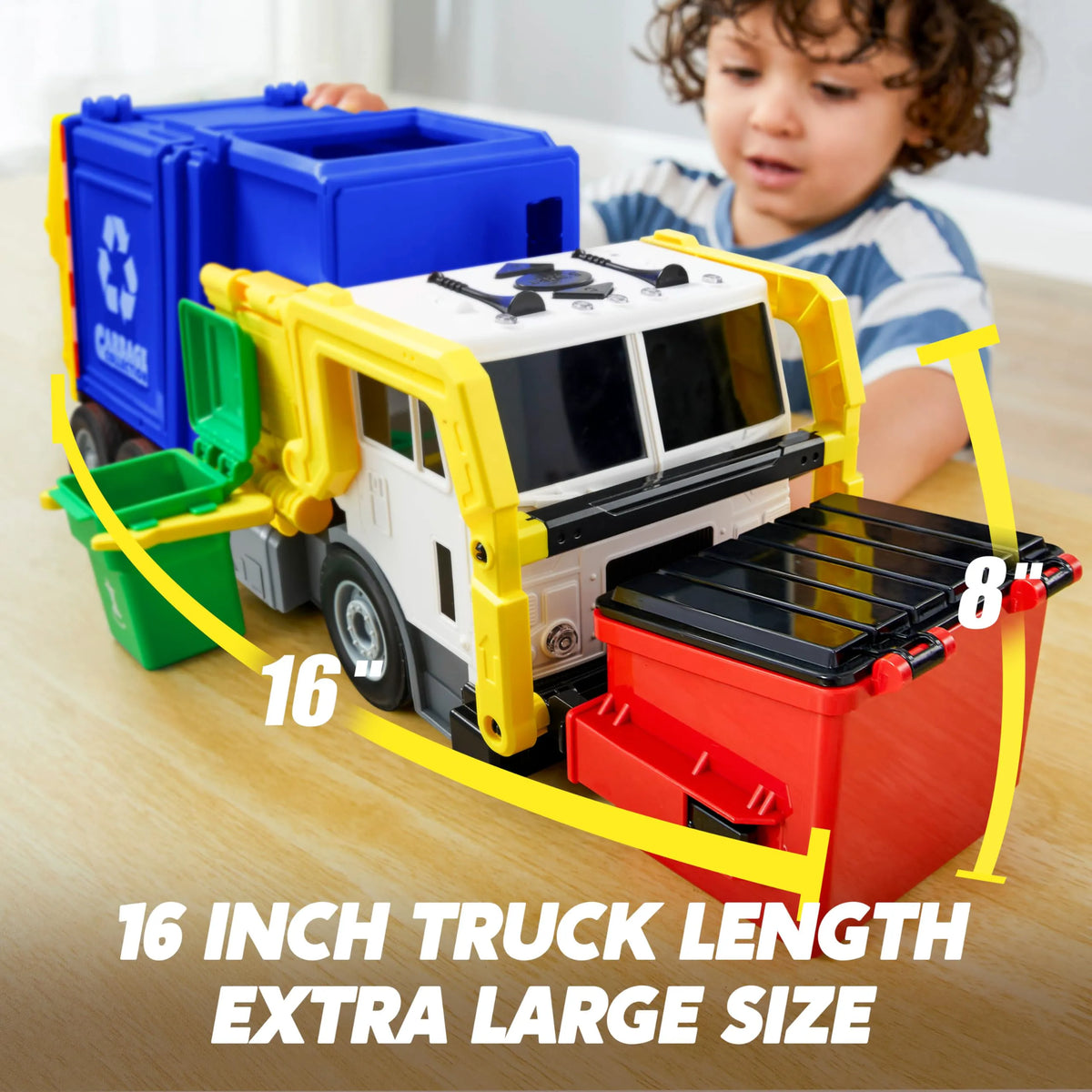Large Friction-Powered Garbage Truck Toy Set