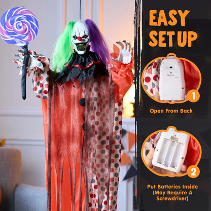 53" Halloween Hanging Clown Outdoor Decorations