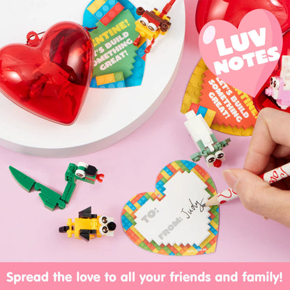 26-Piece Animal Building Blocks with Prefilled Hearts and Kids' Valentine Cards