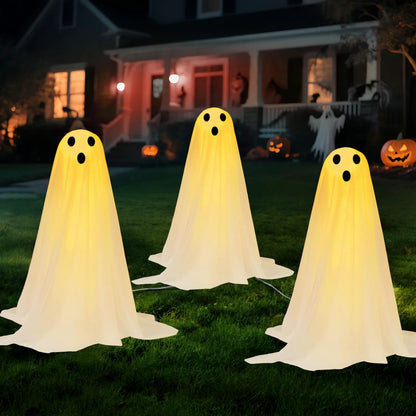 3-Piece Halloween Outdoor Ghost Pathway Lights