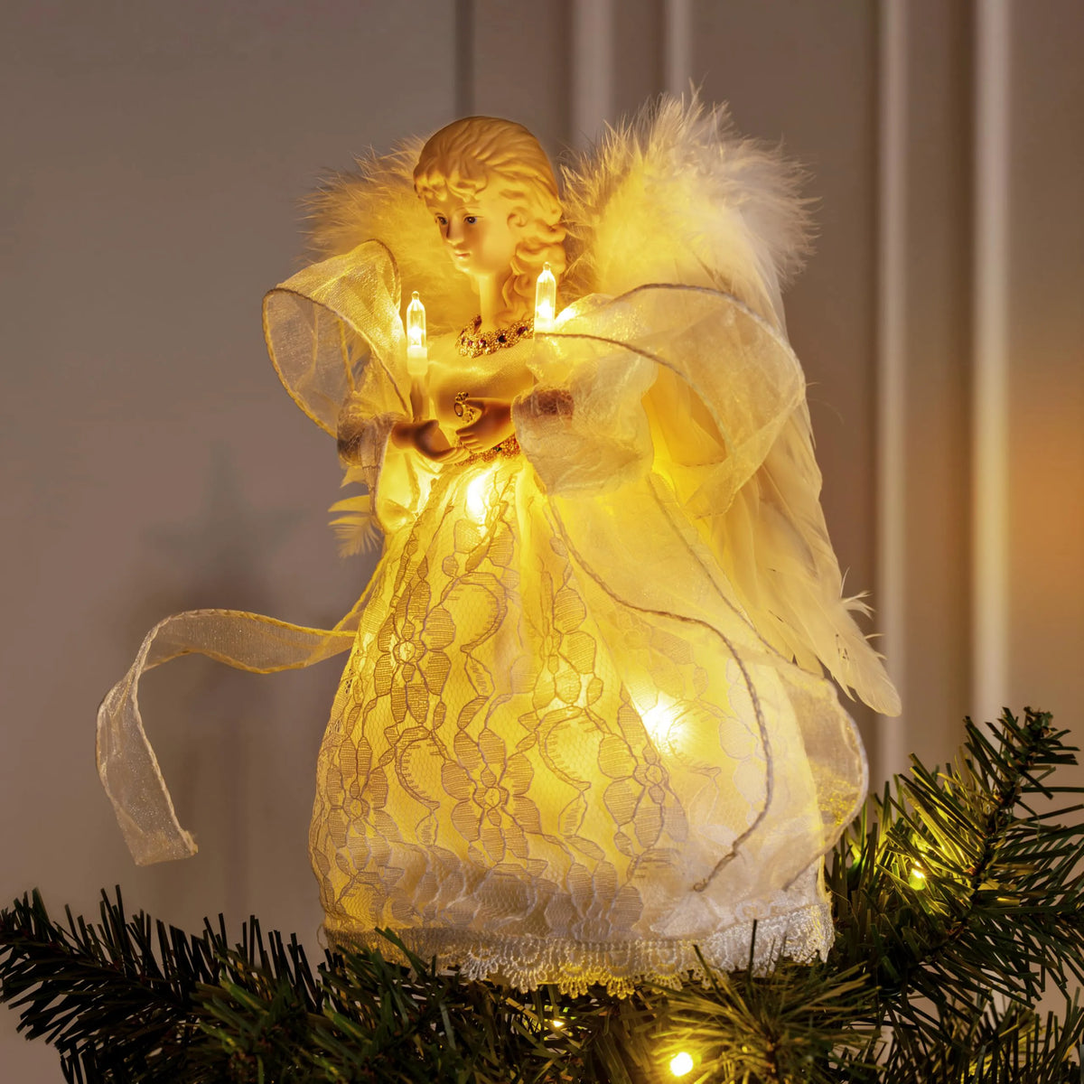 9-Inch Angel Christmas Tree Topper with Lights