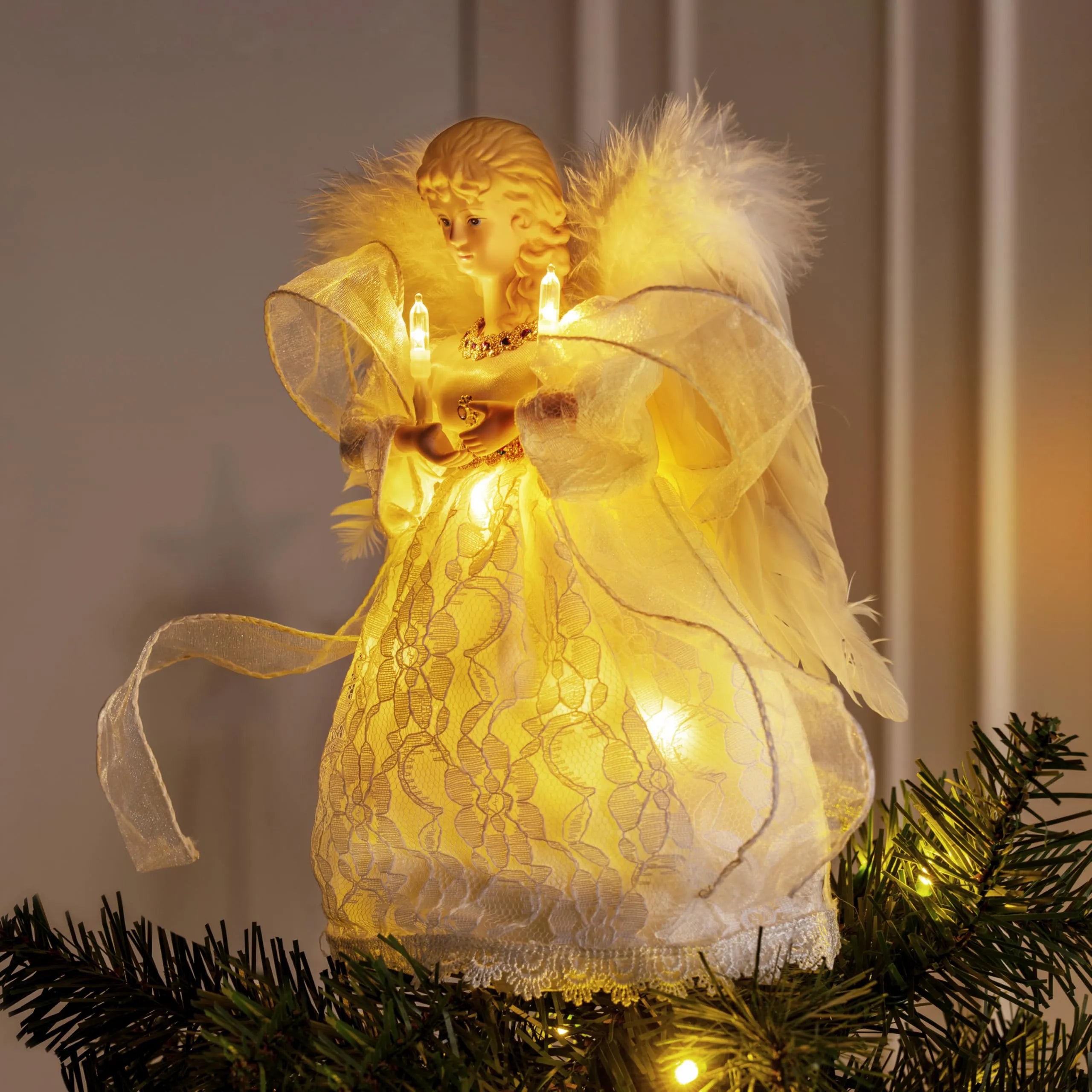 9-Inch Angel Christmas Tree Topper with Lights