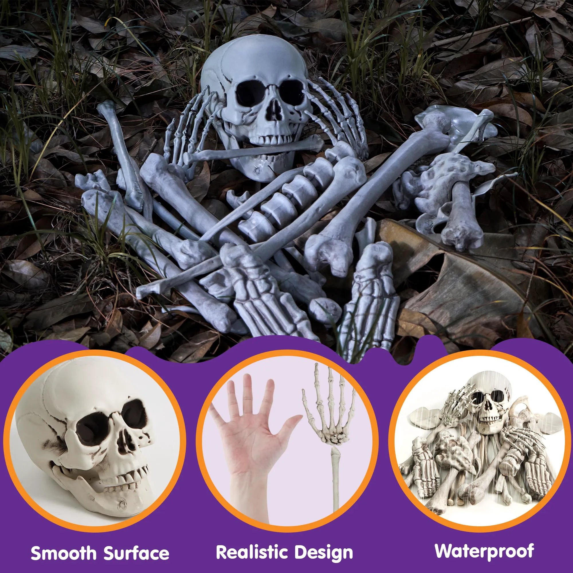 28-Piece Halloween Skeleton Bones & Skull Decoration Kit