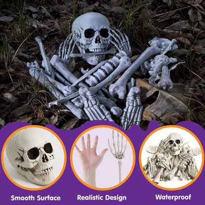 28-Piece Halloween Skeleton Bones & Skull Decoration Kit