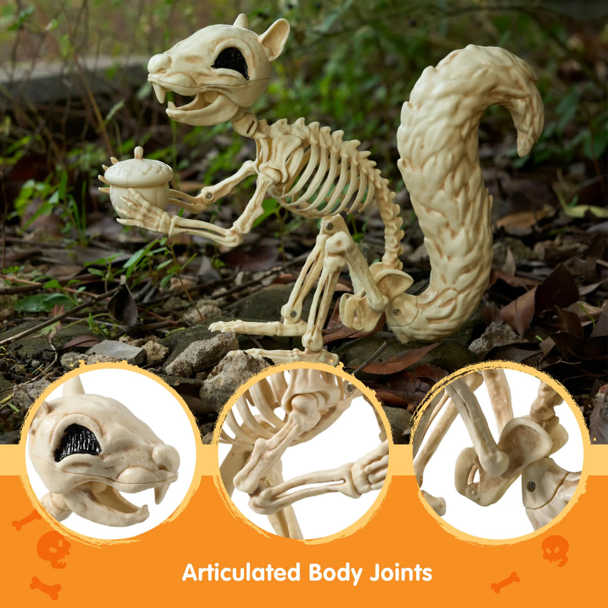 9.1-Inch Squirrel Skeleton Halloween Decoration