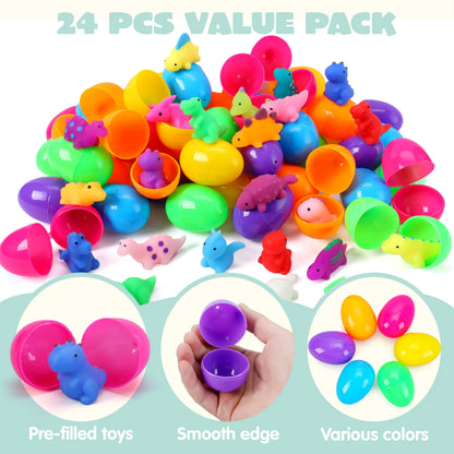 24 Pack Easter Eggs with Mochi Squishy Toys - Prefilled