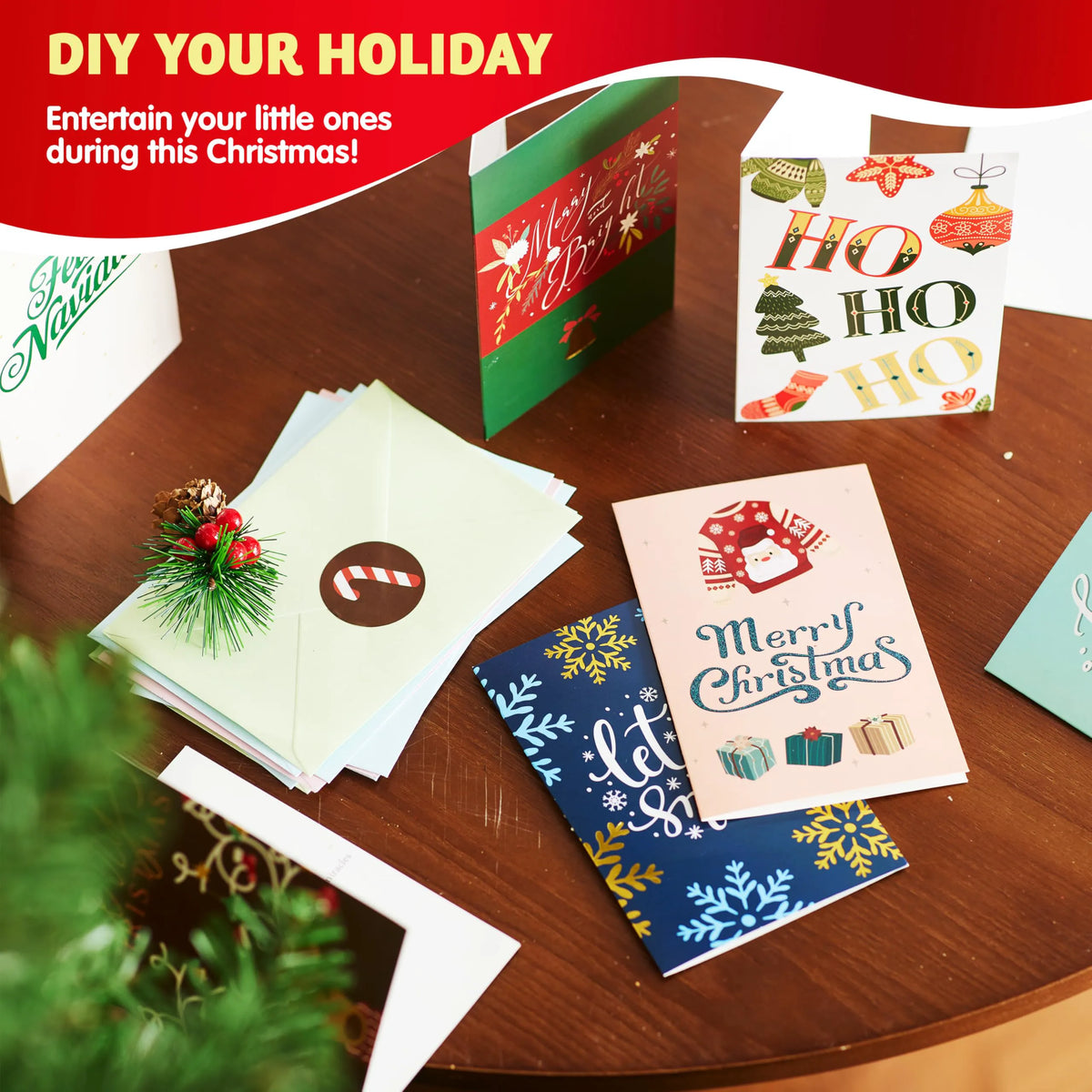 24 Christmas Cards with Envelopes and Stickers