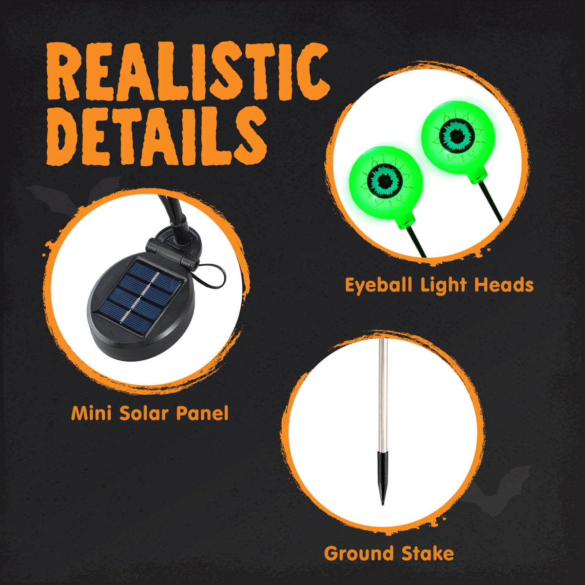 Spooky Green Solar Eyeball Lights for Outdoor Halloween Decor