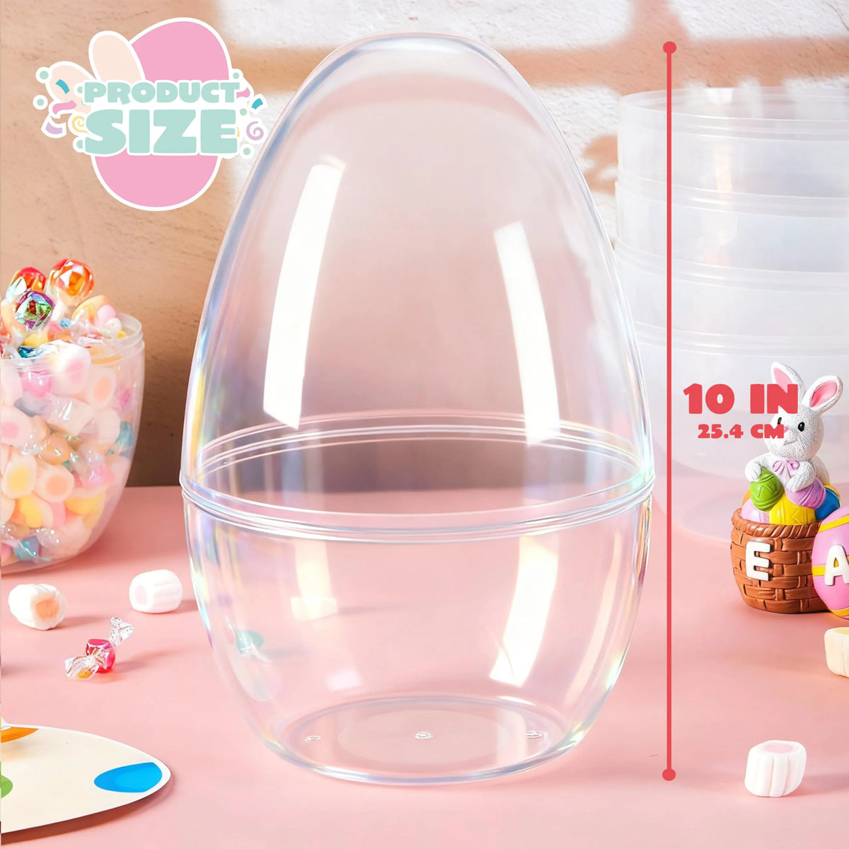 10-Inch Transparent Jumbo Easter Eggs, 8 Pack