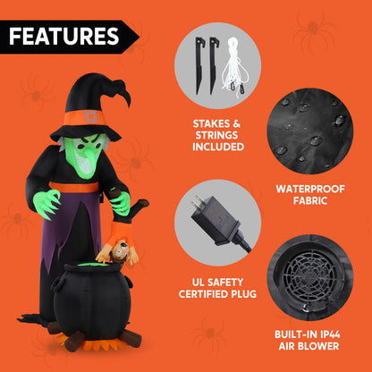 7FT Animated Halloween Witch Inflatable Decoration