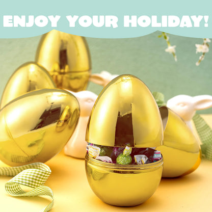 12 Large Gold Easter Eggs, 6-Inch Metallic Jumbo Fillable Eggs