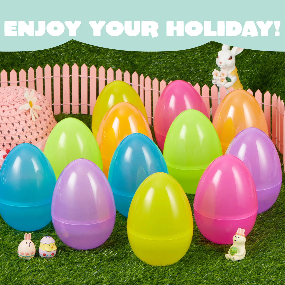 6 Large Clear Easter Eggs, 6-Inch Jumbo Plastic Fillable Eggs for Easter Hunt