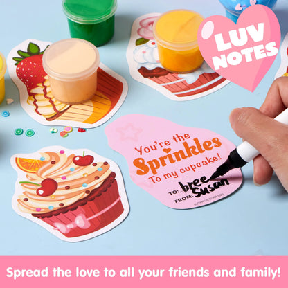 30-Piece Valentine's Day Multicolored Butter Slime Set with Rubber Slices & Dessert Cards