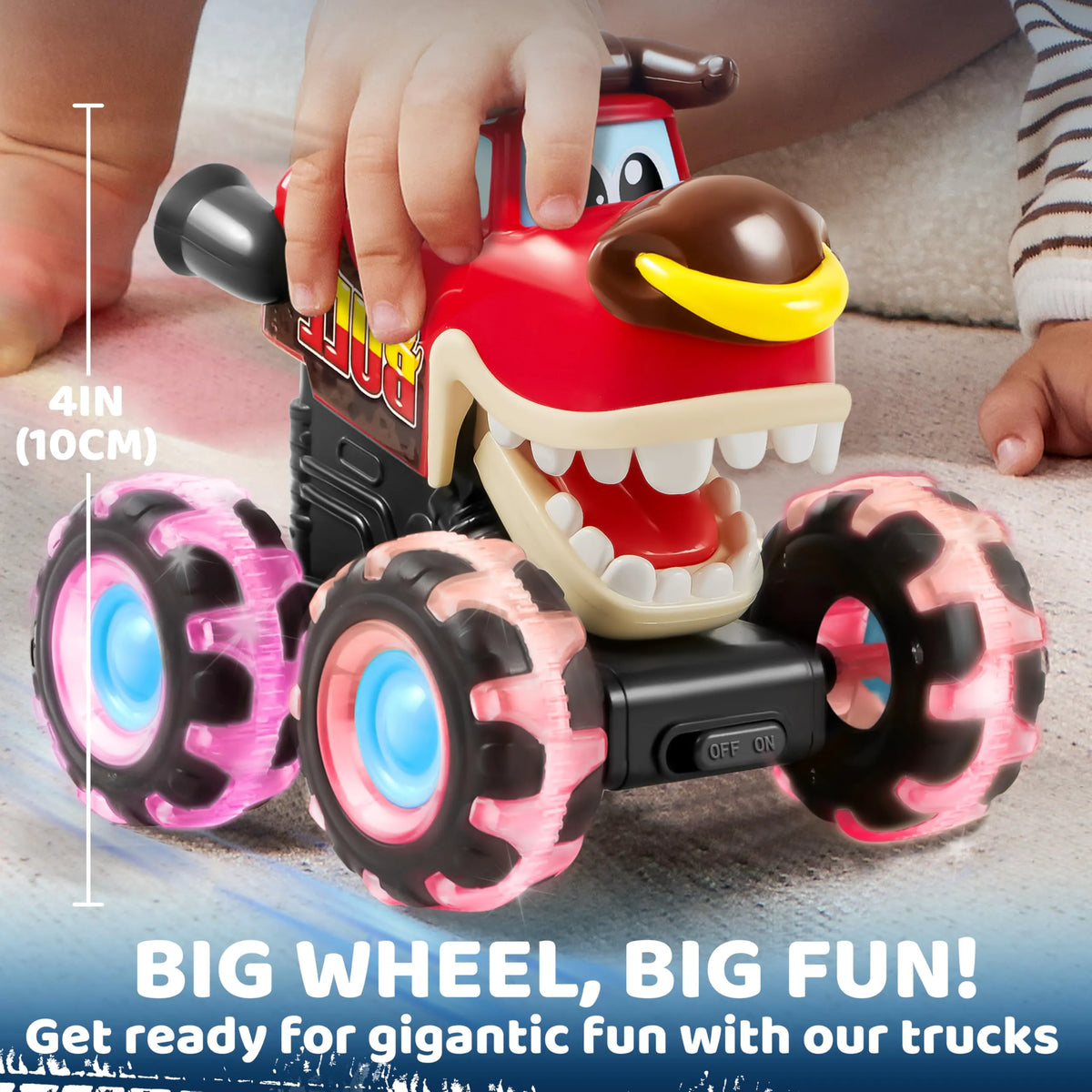 3-Pack Monster Truck Toys - Motion-Activated Light-Up Cars for Toddlers