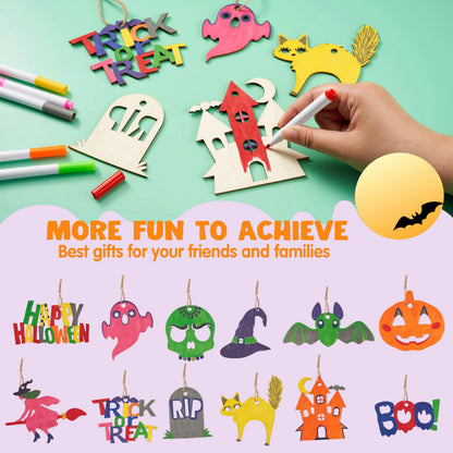36-Piece Halloween Wooden Painting Craft Kit