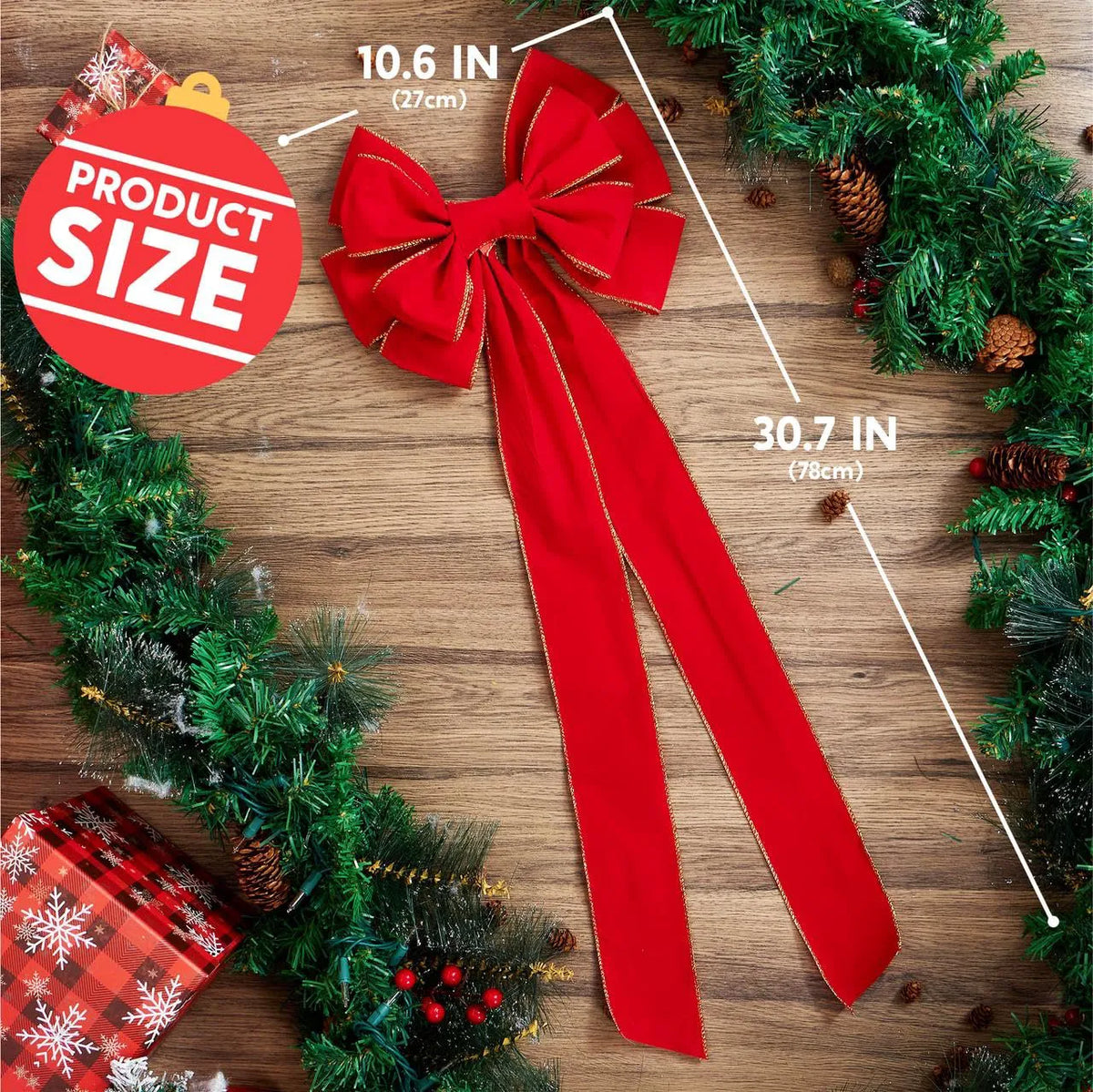 9-Piece Large Red Velvet Christmas Bows