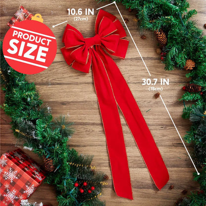 9-Piece Large Red Velvet Christmas Bows