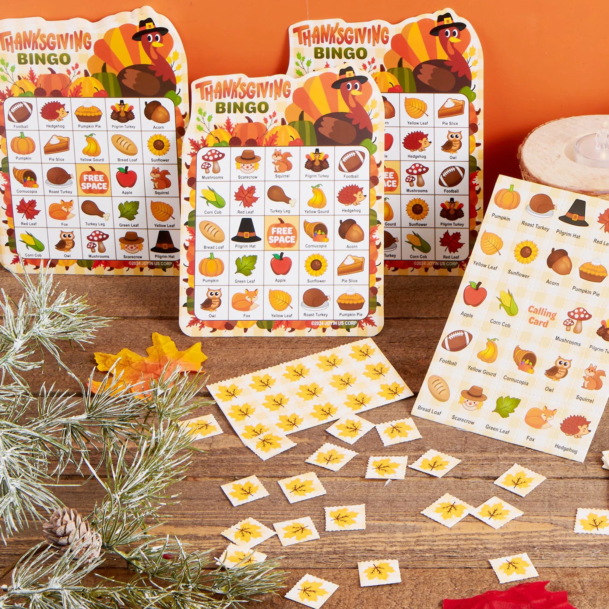 30 PCS Thanksgiving Bingo Cards for Kids and Family Activities
