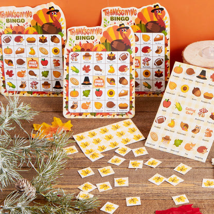 30 PCS Thanksgiving Bingo Cards for Kids and Family Activities