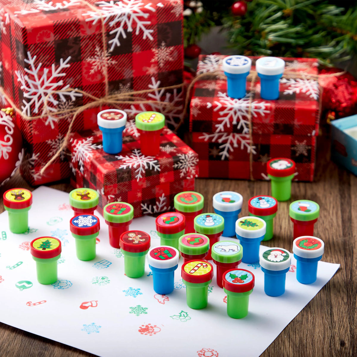 25 Christmas Rubber Stamps for Kids Gift
