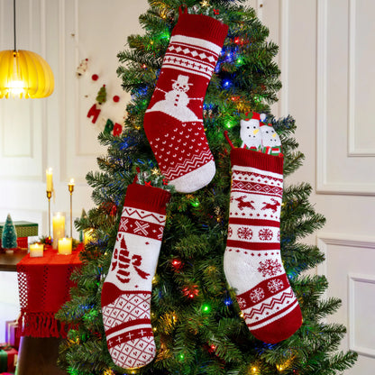 3 Pack 18" White Classic Knit Christmas Stockings