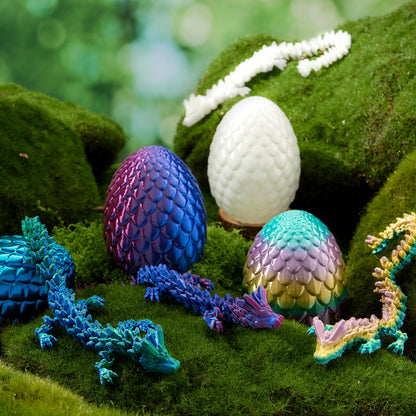 4 Pack 3D Printed Dragon Eggs with Laser Dragon - Articulated Fidget Toys for Kids
