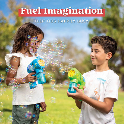 7-Inch Bubble Gun Blower with 2 Bottles of 5 oz Bubble Refill Solution (2 Pieces)