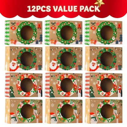 12-Pack Christmas Cookie Boxes for Gift Giving