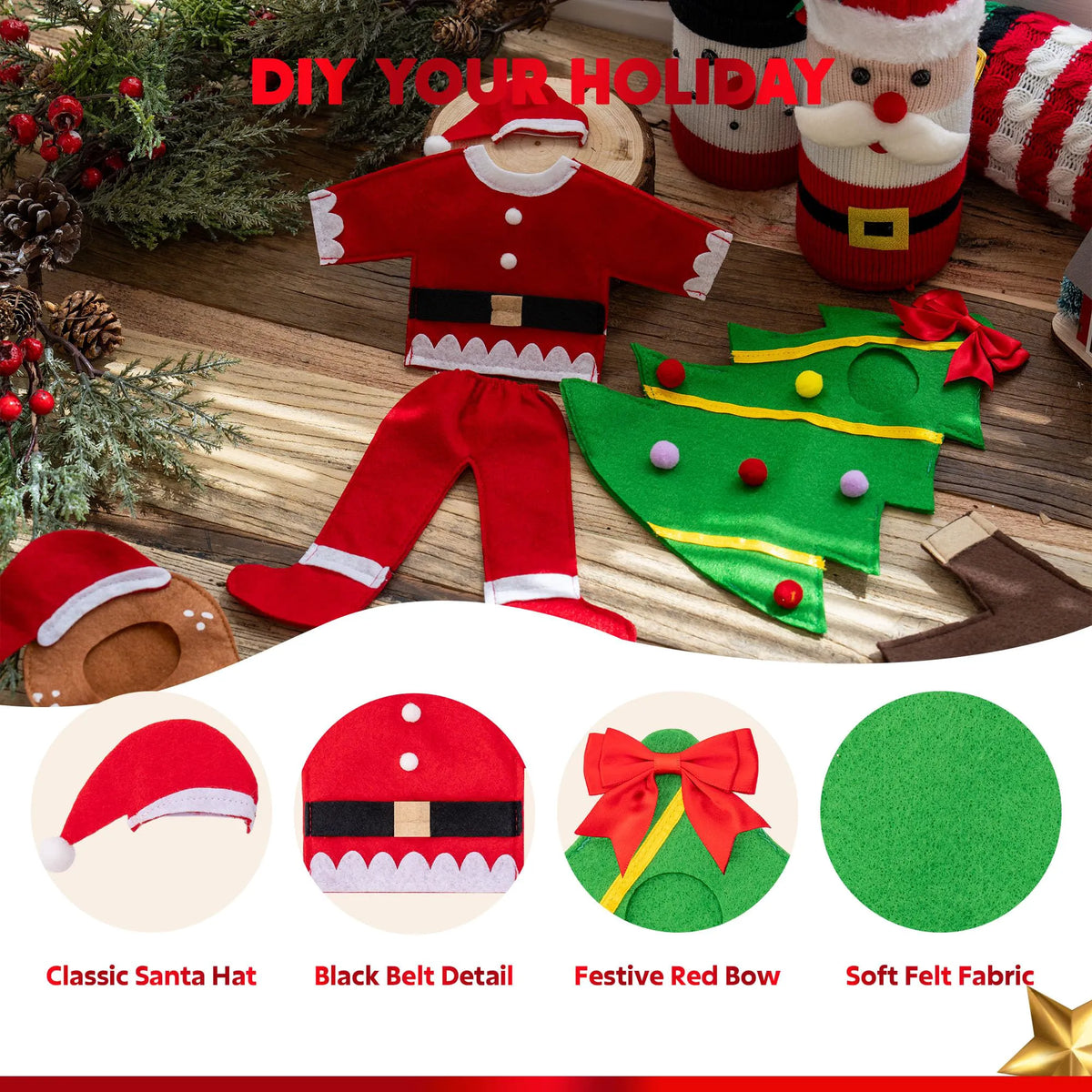 5-Piece Christmas Doll Costume Set