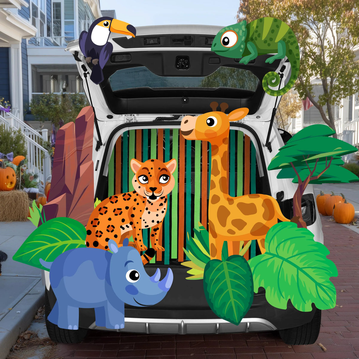 Jungle-Themed Halloween Trunk-or-Treat Decoration Kit