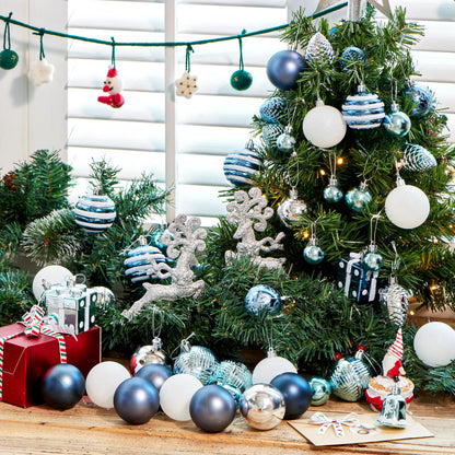 66-Piece Christmas Ball Ornament Set in Light Blue