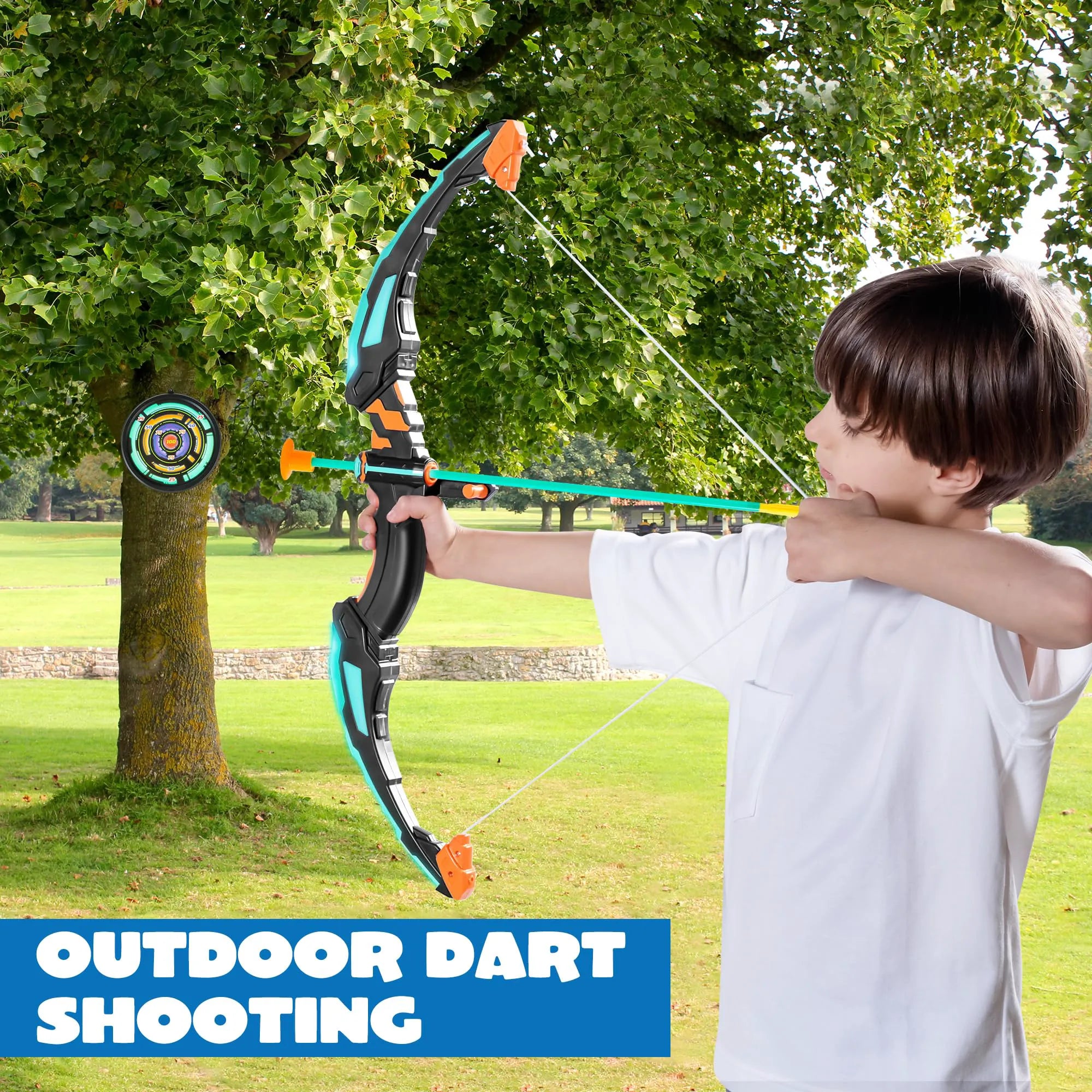 Kids LED Light Up Bow and Arrow Set - Aqua Blue