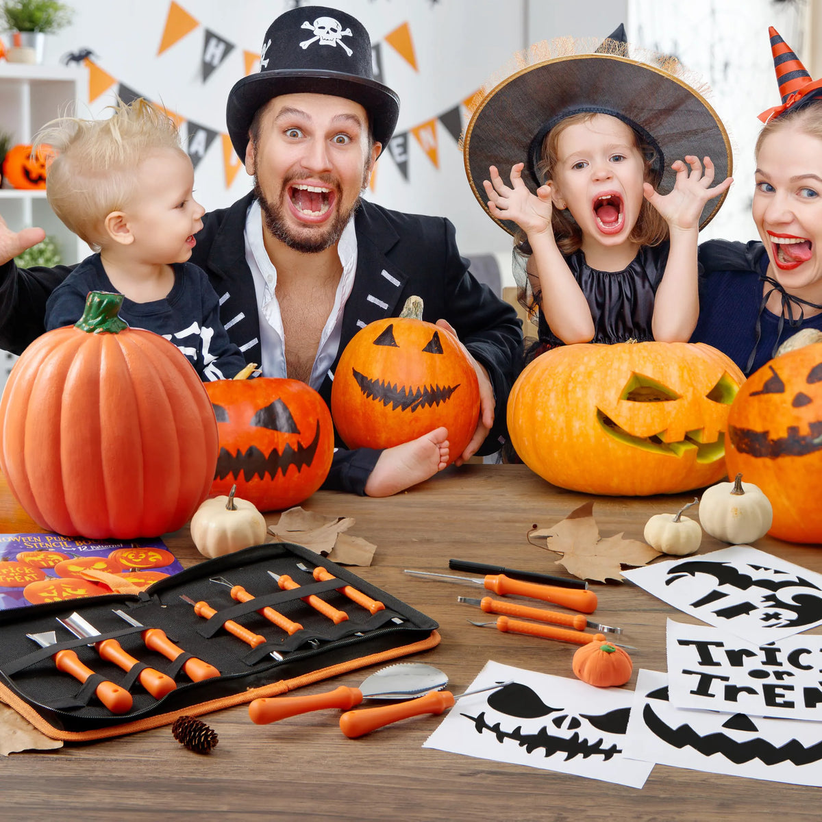 12-Piece Halloween Pumpkin Carving Kit, Professional Carving Set with Carrying Bag