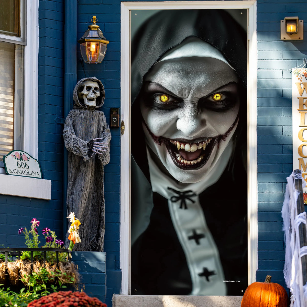 Spooky Ghost Door Cover for Halloween Indoor Decor