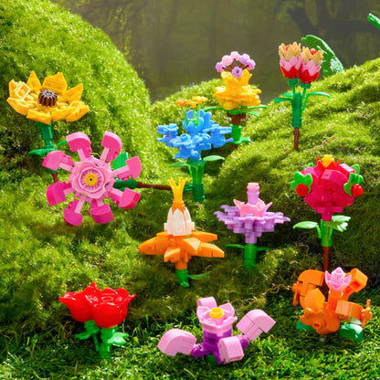 12 Prefilled Easter Eggs with Flower Building Blocks for Kids Egg Hunt