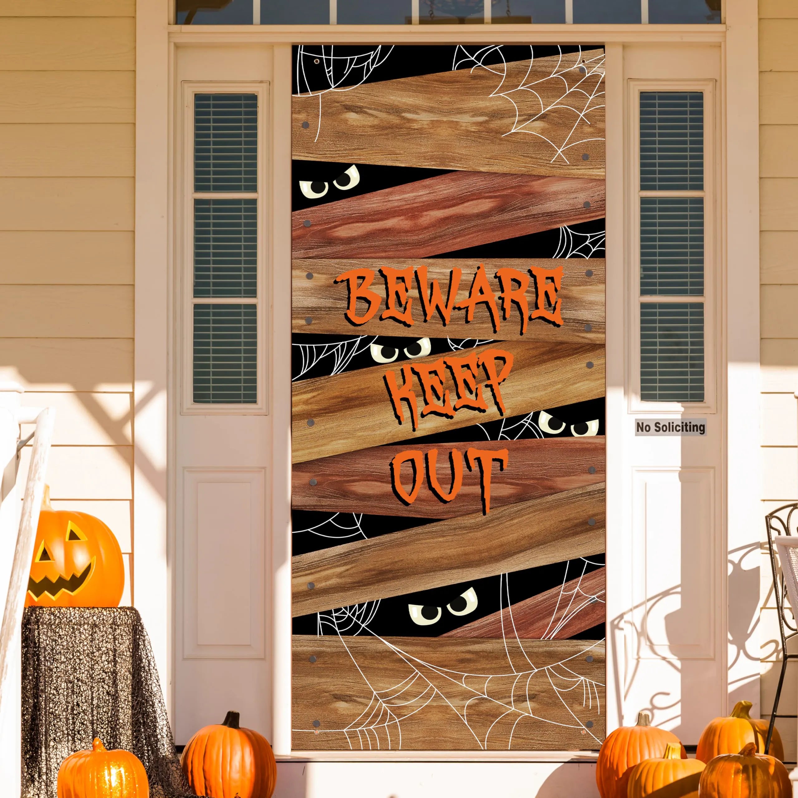 Spider Web Wooden Door Cover for Halloween