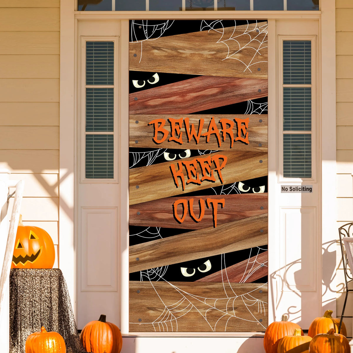 Spider Web Wooden Door Cover for Halloween