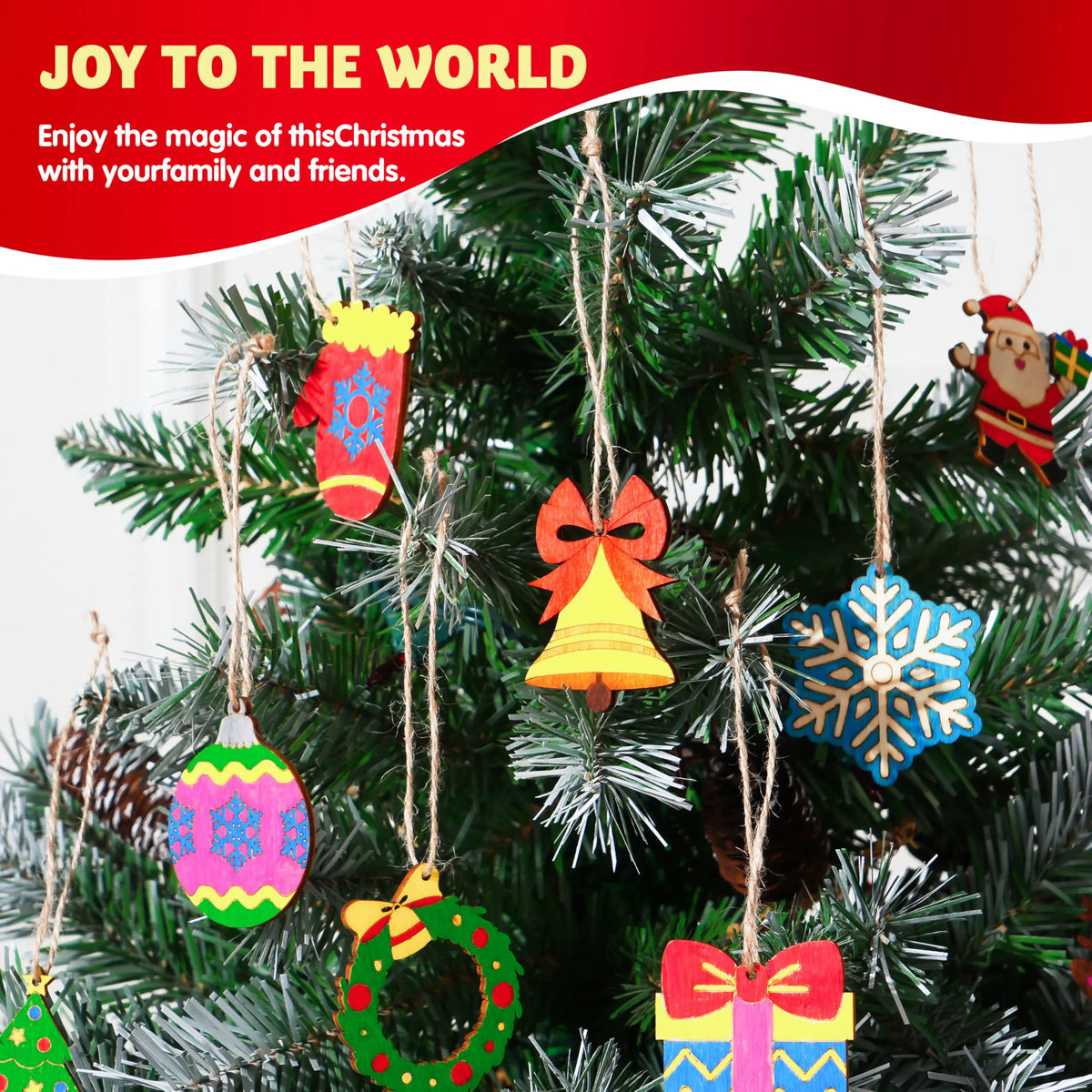 60-Piece Christmas Wooden Hanging Ornament Craft Kit