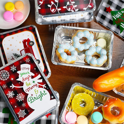 24-Pack Christmas Foil Containers with Lids